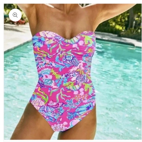🔥🔥🆕💕🌴LILLY PULITZER🌴FLAMENCO SWIMSUIT /PINK ISLE LAST BUD NOT LEAST - Picture 5 of 7